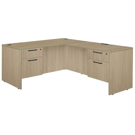 Regency Legacy 66 x 77 in. L Desk with Double Pedestal Drawer Unit- Noble Oak LLD663047NO